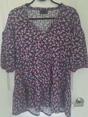 ASOS Petite Black Mini Dress with Pink Floral Print